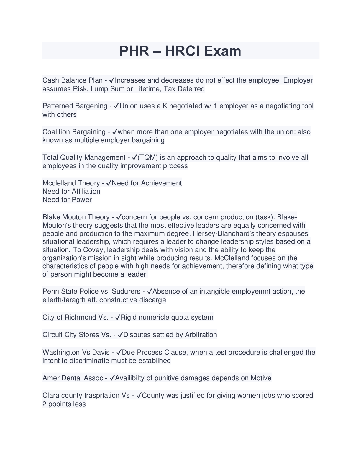 Preview image for PHR – HRCI Exam (Latest 2023/2024) Download to Score A